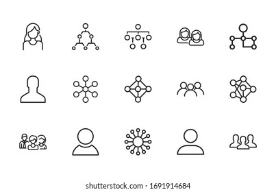 Set of teamwork related vector line icons. Premium linear symbols pack. Vector illustration isolated on a white background. Web symbols for web sites and mobile app. Trendy design. 