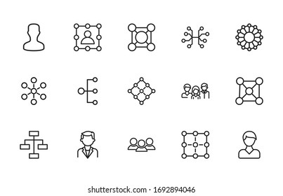 Set of teamwork related vector line icons. Premium linear symbols pack. Vector illustration isolated on a white background. Web symbols for web sites and mobile app. Trendy design. 