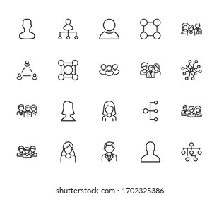 Set of teamwork related vector line icons. Premium linear symbols pack. Vector illustration isolated on a white background. Web symbols for web sites and mobile app. Trendy design. 