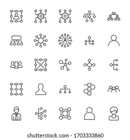 Set of teamwork related vector line icons. Premium linear symbols pack. Vector illustration isolated on a white background. Web symbols for web sites and mobile app. Trendy design. 