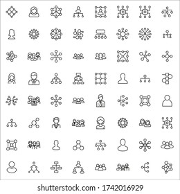 Set of teamwork related vector line icons. Premium linear symbols pack. Vector illustration isolated on a white background. Web symbols for web sites and mobile app. Trendy design. 