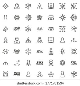 Set of teamwork related vector line icons. Premium linear symbols pack. Vector illustration isolated on a white background. Web symbols for web sites and mobile app. Trendy design. 