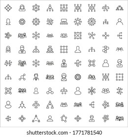 Set of teamwork related vector line icons. Premium linear symbols pack. Vector illustration isolated on a white background. Web symbols for web sites and mobile app. Trendy design. 