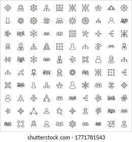 Set of teamwork related vector line icons. Premium linear symbols pack. Vector illustration isolated on a white background. Web symbols for web sites and mobile app. Trendy design. 
