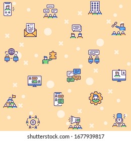 Set of teamwork related vector linear Icons. Communication concept. Cooperation, collaboration, team, meeting, connecting and coworking. Employment in a company