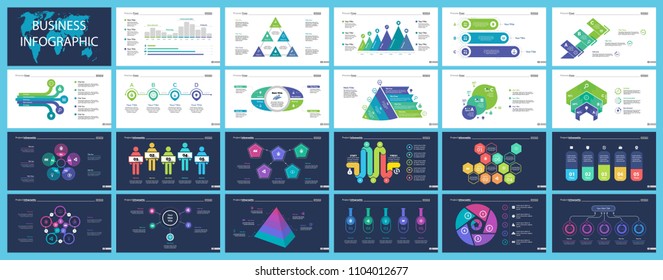 Set of teamwork and statistics concept infographic charts. Business diagrams for presentation slide templates. For corporate report, advertising, banner and brochure design.