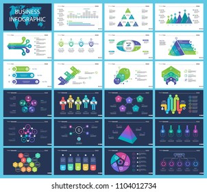 Set of teamwork and statistics concept infographic charts. Business diagrams for presentation slide templates. For corporate report, advertising, banner and brochure design.