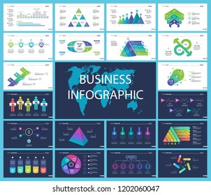 Set of teamwork and statistics concept infographic charts. Business diagrams for presentation slide templates. For corporate report, advertising, banner and brochure design.