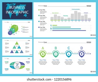 Set of teamwork and statistics concept infographic charts. Business diagrams for presentation slide templates. For corporate report, advertising, banner and brochure design.