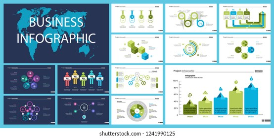 Set of teamwork and statistics concept infographic charts. Business diagrams for presentation slide templates. For corporate report, advertising, banner and brochure design.
