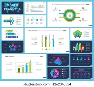 Set of teamwork and statistics concept infographic charts. Business diagrams for presentation slide templates. For corporate report, advertising, banner and brochure design.