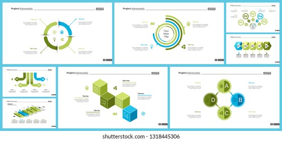 Set of teamwork and statistics concept infographic charts. Business diagrams for presentation slide templates. For corporate report, advertising, banner and brochure design.