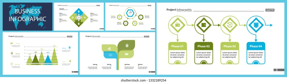 Set of teamwork and statistics concept infographic charts. Business diagrams for presentation slide templates. For corporate report, advertising, banner and brochure design.