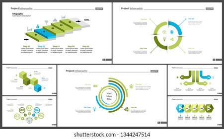 Set of teamwork and statistics concept infographic charts. Business diagrams for presentation slide templates. For corporate report, advertising, banner and brochure design.