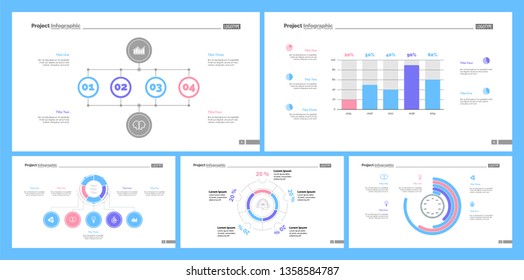 Set of teamwork and statistics concept infographic charts. Business diagrams for presentation slide templates. For corporate report, advertising, banner and brochure design.