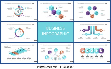 Set of teamwork and statistics concept infographic charts. Business diagrams for presentation slide templates. For corporate report, advertising, banner and brochure design.