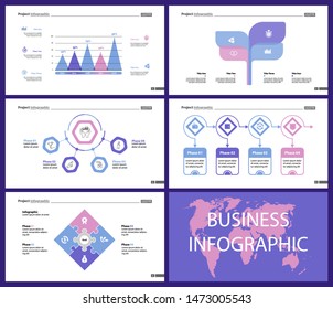 Set of teamwork and statistics concept infographic charts. Business diagrams for presentation slide templates. For corporate report, advertising, banner and brochure design.
