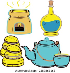 the set of teapot and cups	