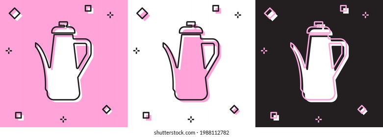 Set Teapot icon isolated on pink and white, black background.  Vector