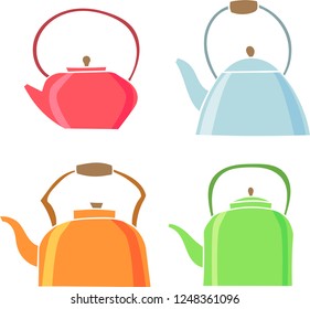 Set of teapot icon. Tea symbol. Flat Vector illustration.