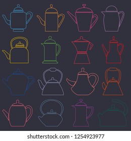 Set of teapot icon. Tea symbol. Flat Vector illustration.