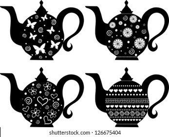 Set of teapot isolated on White background. Vector illustration