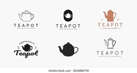Set of teapot logo vector illustration design