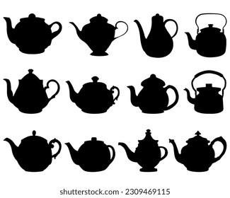 Set of Teapot Silhouette, Tea Icons