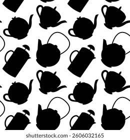 Set of teapot silhouettes, minimalistic vector illustration, elegant and classic design.