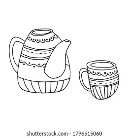 A set of teapot and tea cups.