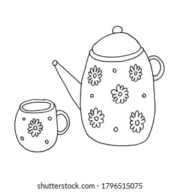 Un juego de tetera y tazas de té.