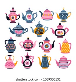 Set with teapots. Can be used for scrapbook, postcards, print, etc.