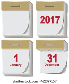 Set of tear off calendar 2017. Illustration in vector format