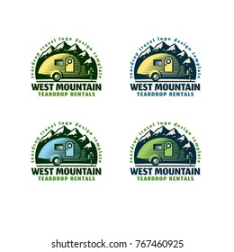 Set Teardrop Logo Badge Template And Mountain