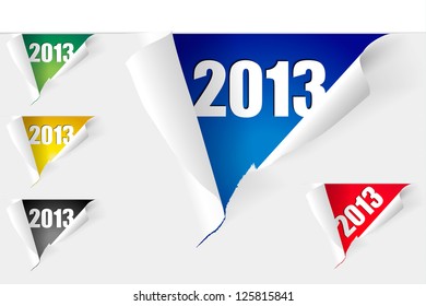 Set of teared papers with word year 2013