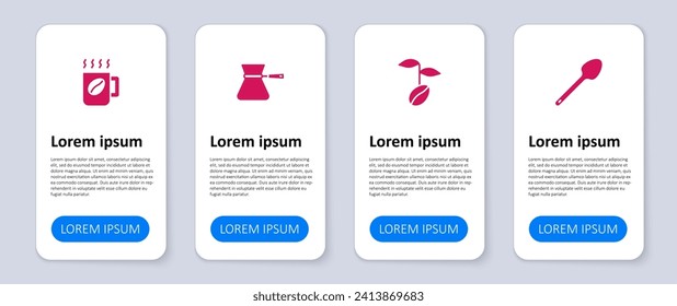 Set Teaspoon, Coffee beans, turk and cup. Business infographic template. Vector