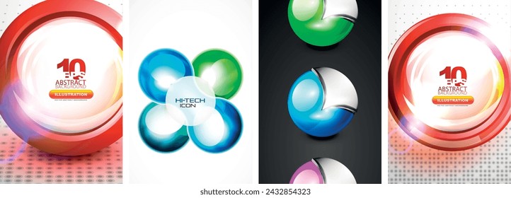 Set of tech bubbles and spheres posters. Vector illustration For Wallpaper, Banner, Background, Card, Book Illustration, landing page