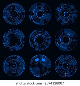 Set tech circle , HUD futuristic frame technology. Technology Hi-tech element.