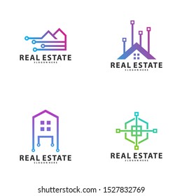 Set of Tech City Logo Symbol Template Design Vector, Emblem, Design Concept, Creative Symbol, Icon