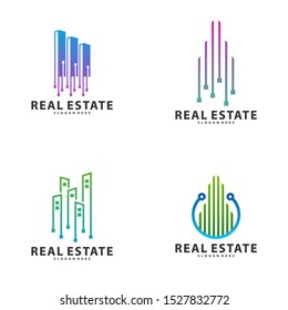 Set of Tech City Logo Symbol Template Design Vector, Emblem, Design Concept, Creative Symbol, Icon