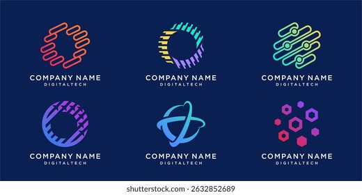 Set tech global logo design collection