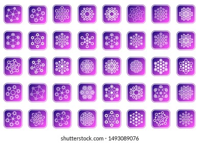 Set of tech hexagonal geometrical signs. 