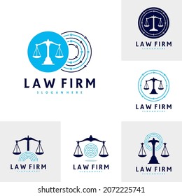 Set of Tech Justice logo vector template, Creative Law Firm logo design concepts