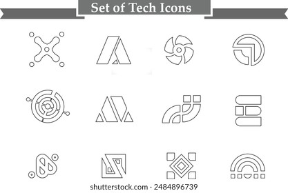 set of tech logo and icons in vector format