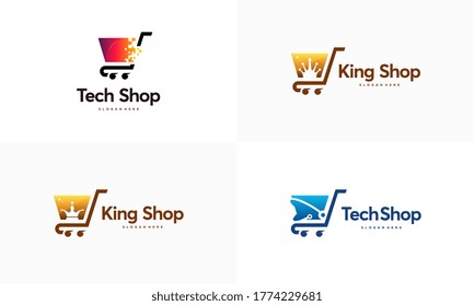 Set of Tech Shop and King Shop Logo Konzept, Online Shop Logo Designs Template