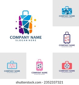 Set of Tech Suitcase logo design vector. Suitcase logo design template concept