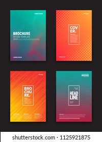 Set of Tech Vector Different Style Green Red and Orange Brochure Cover Flyer Book Booklet Banner Broadsheet Magazine Poster Placard Presentation Design Templates. Geometrical Abstract Backgrounds