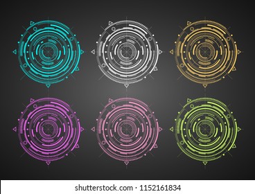 Set of technical details .Fantastic circle .Technical drawing
