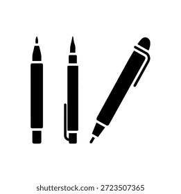 Set of Technical Drawing Pens and Marker Silhouettes for Graphic Design and Stationery Icon