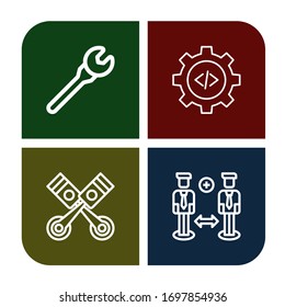 Set of technical icons. Such as Wrench, Settings, Pistons, Support , technical icons